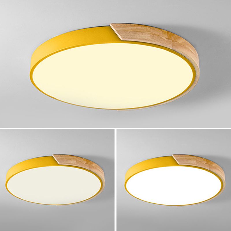 Nordic Houten Plafond Licht Moderne Minimalistische Macaron Creatieve Slaapkamer Woonkamer Kinderkamer Ronde Led lampen