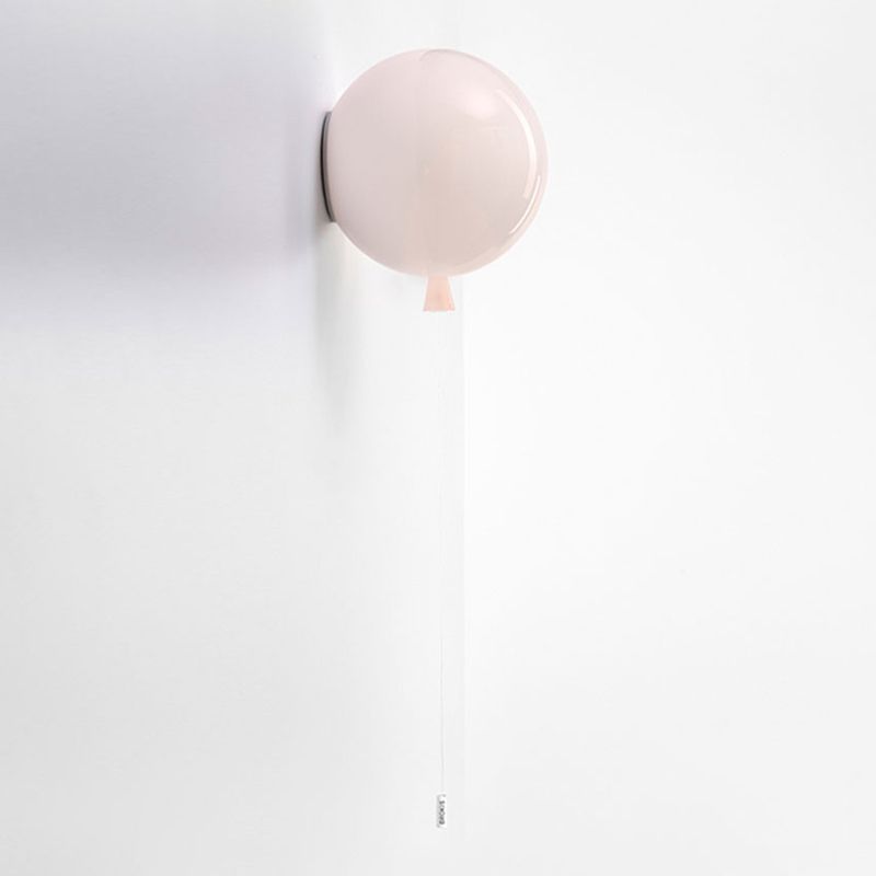 Macaron Style Wall Mount Light 1-Light Wall Light with Glass Shade for Bedroom