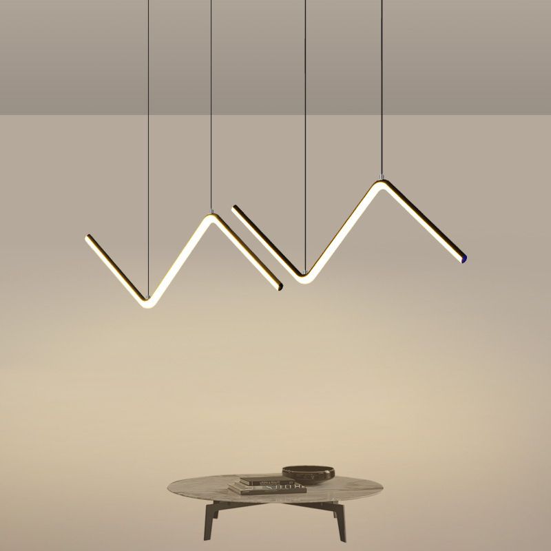 Modern 2-Light Black/Golden Ceiling Light Metal Kitchen Island Lighting for Dining Room