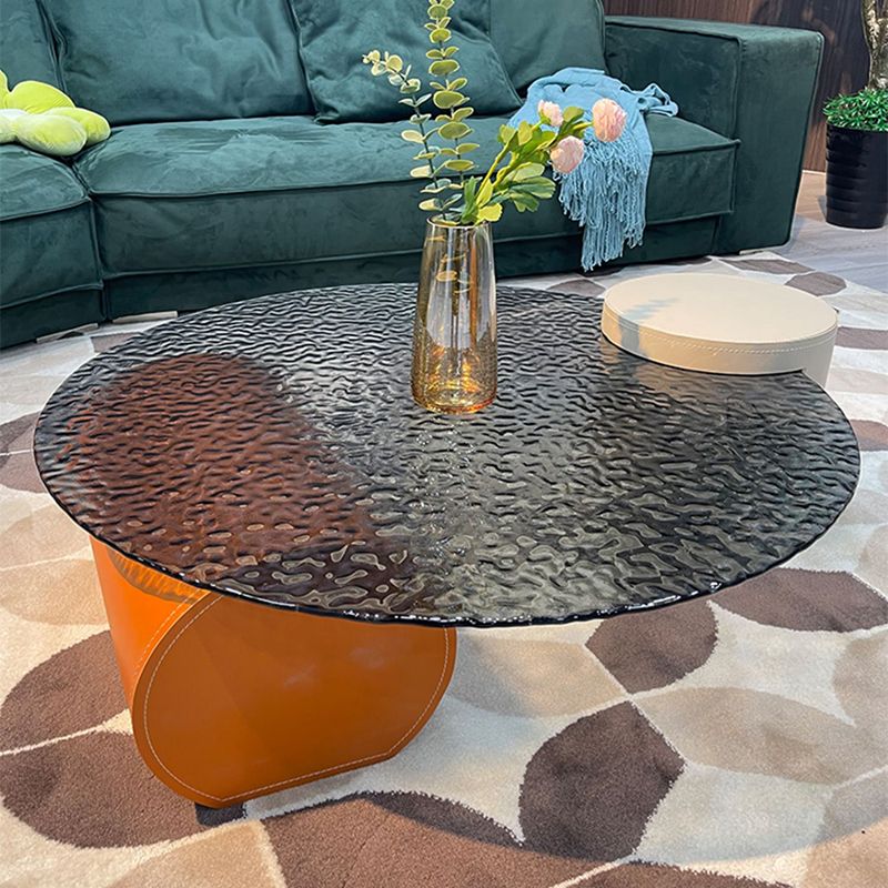 Round Clear Glass Coffee Table Double Pedestal Base 1 Single Cocktail Table