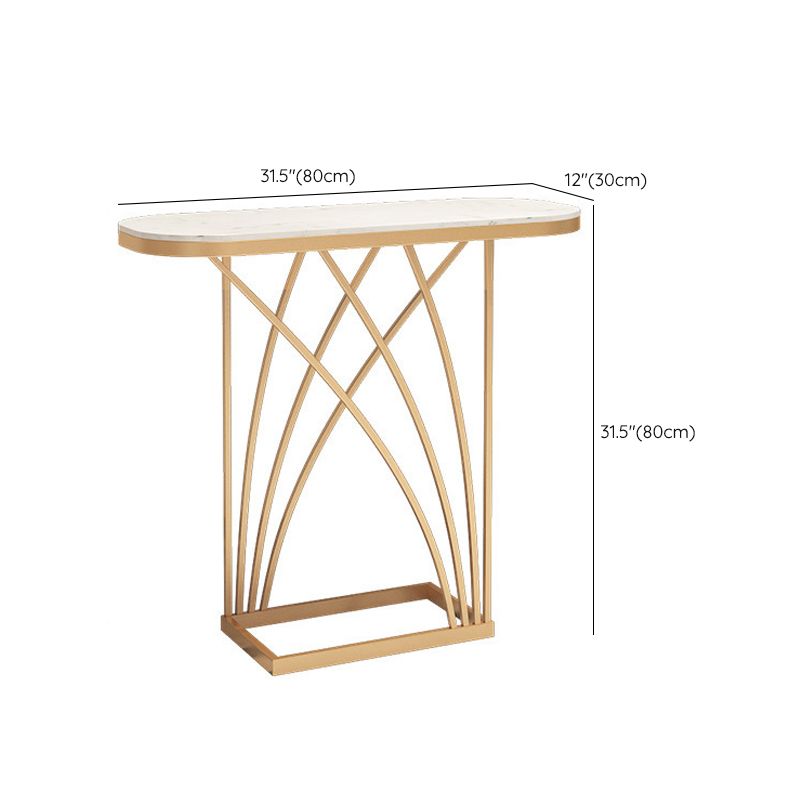 Glam Marble Console Sofa Table Gold Frame Accent Table for Hall