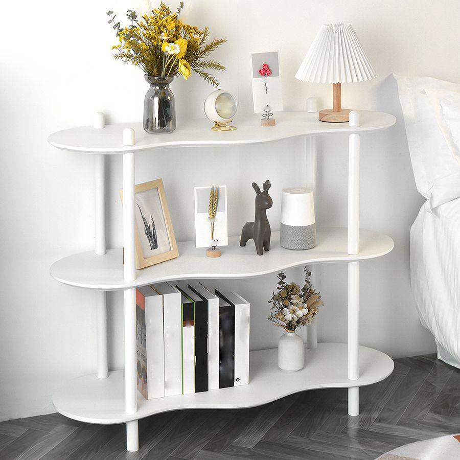 Geometry White Bookshelf Modern Artificial Wood Bookcase with 3 / 4 Shelves
