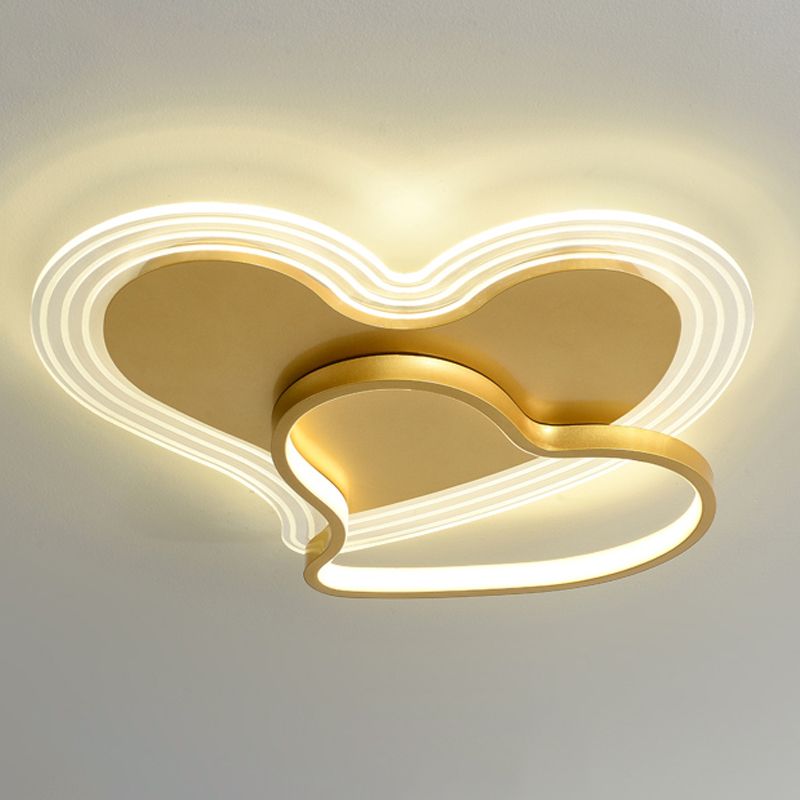 Plafonnier en plumes en forme de cœur, moderne, en fer, 2 lumières, montage encastré, pour chambre à coucher