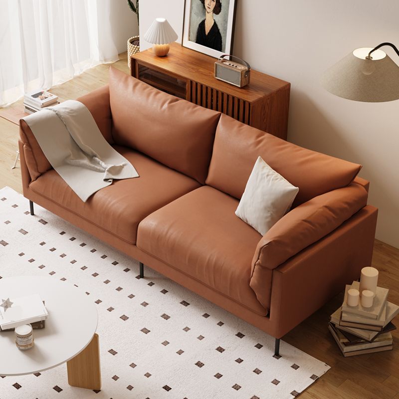 35.43" Wide Faux Leather Sofa Scandinavian Pillow Top Arm Sofa