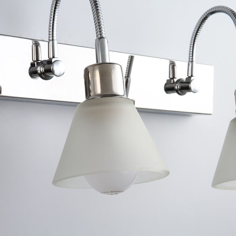 Modern Style Simplicity Mirror Light White Glass Flower Shade Wall Lamp for Bathroom