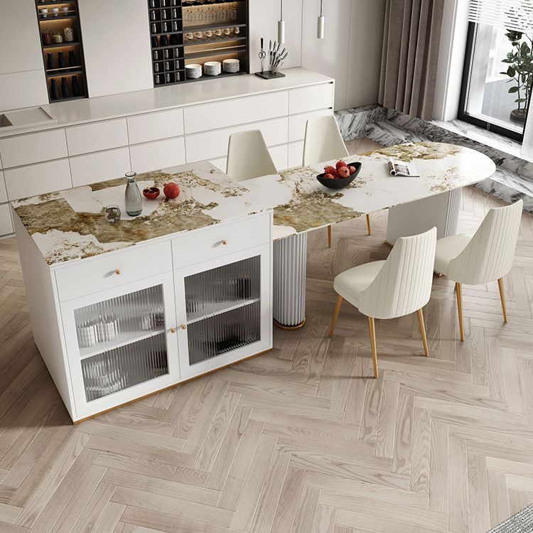 Metal Modern Free Form Indoor Table Sintered Stone Table for Kitchen and Dining Room