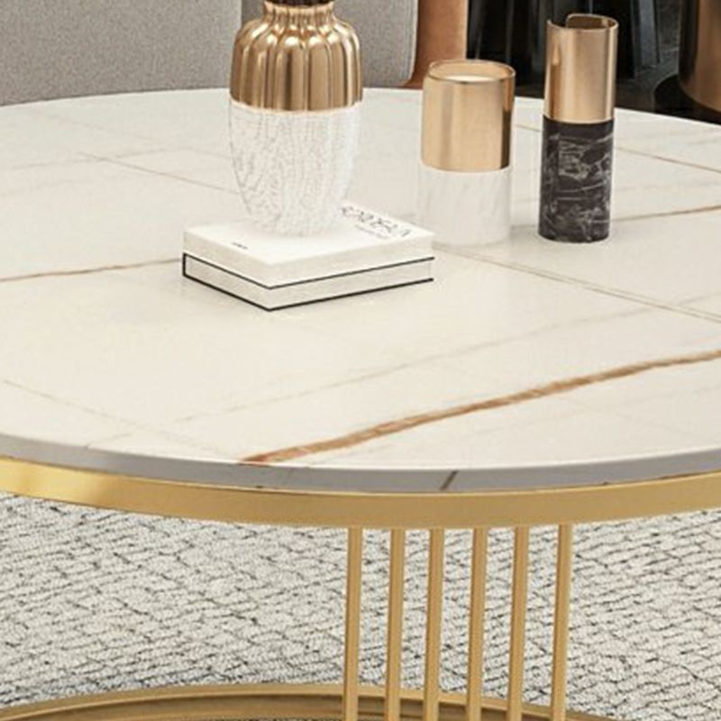 Slate Coffee Table Round Nesting Coffee Table Set with Storage