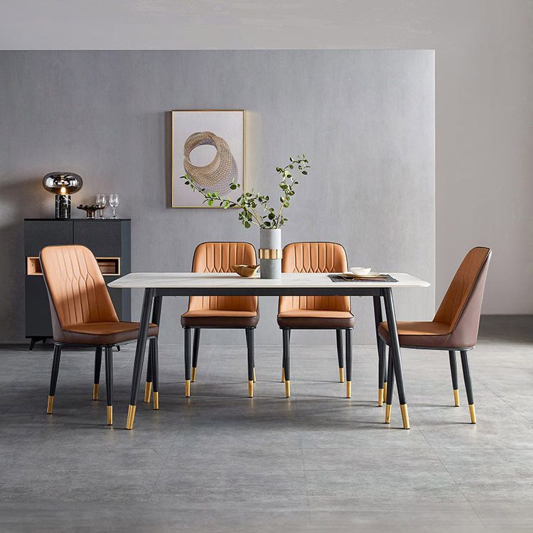 Matte Finish Stone Dinette Table Contemporary Rectangle Dining Table