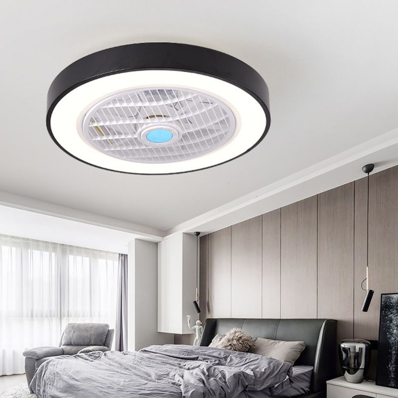 Modern Concise LED Ceiling Fan Light Lacquered Iron Circular Macaron Ceiling Fans with Acrylic Shade