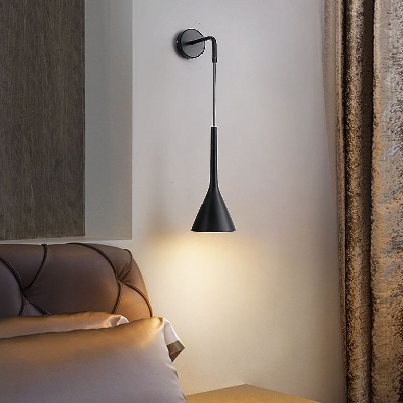 Macaroon -stijl kegel wandlamp 6 "brede metalen schaduw minimalisme wandmontage verlichting met 23,5" verstelbare gesuspendeerde draad