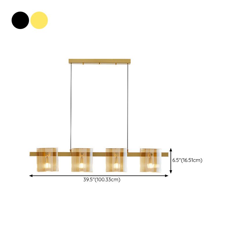Glass Multi - Head Kitchen Island Light Modern Pendant Ceiling in Black / Gold