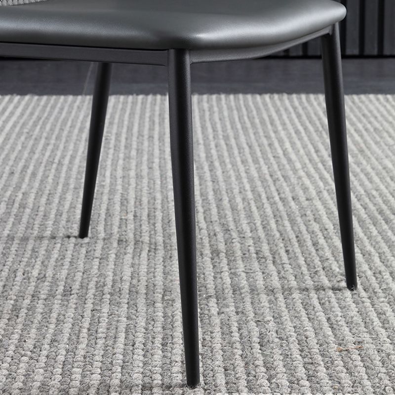 Industrial Style Faux Leather Chairs Armless Side Chairs with Metal Legs for Kitchen