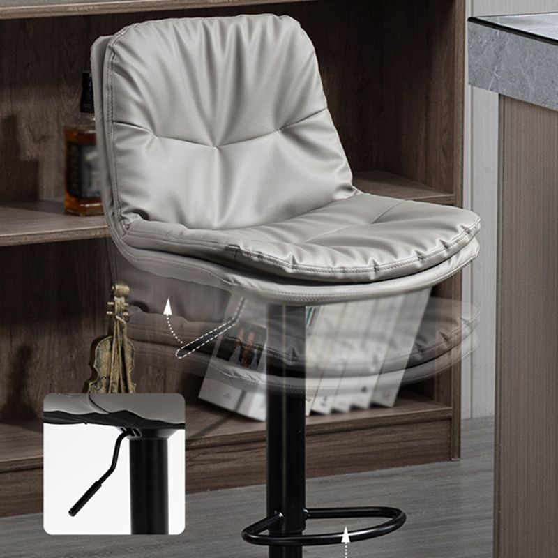 Taburete alto giratorios ajustables de hierro nórdico con asiento de cuero con asiento de cuero