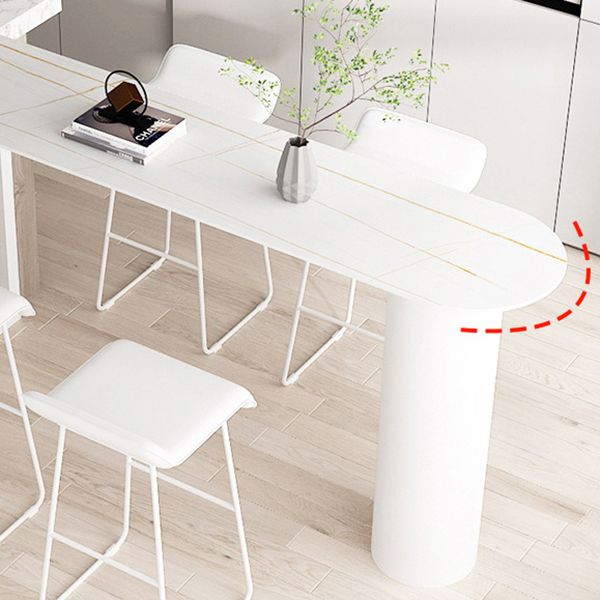 Contemporary Style Bar Table Stone Bistro Bar Desk with Double Pedestal