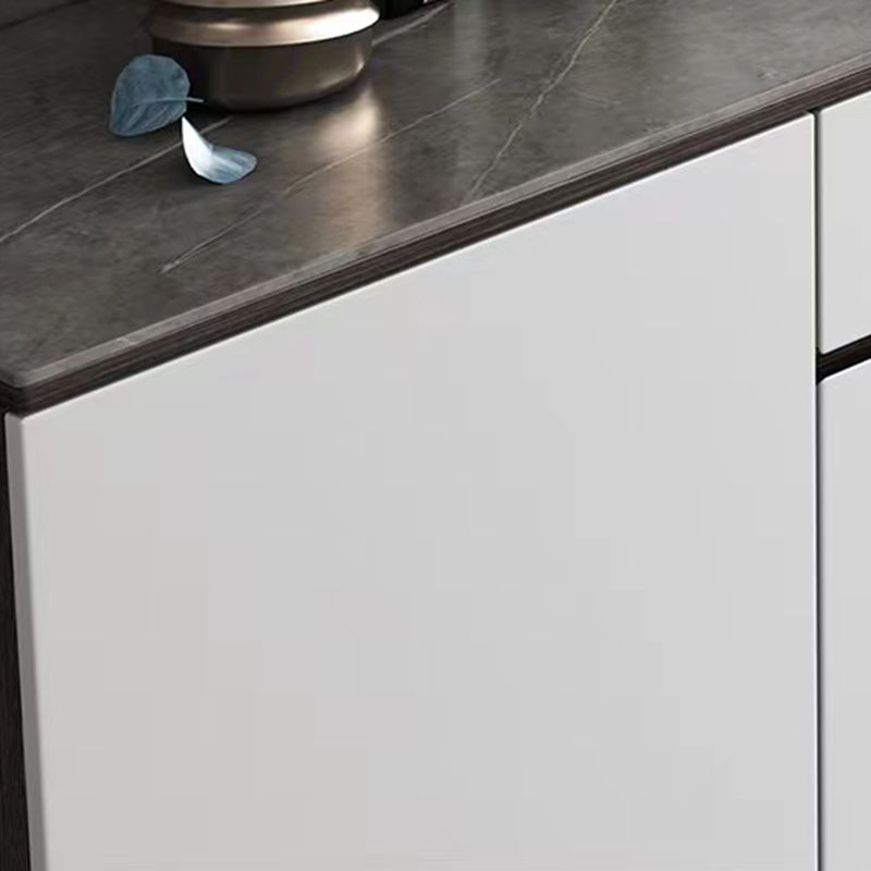 Modern Style Sintered Stone Top Storage Sideboard Cabinet in White