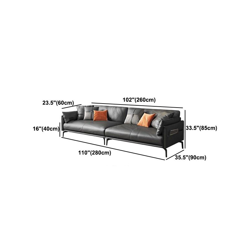 Faux /Genuine Leather Stain Resistant Contemporary Sofa Couch in Black