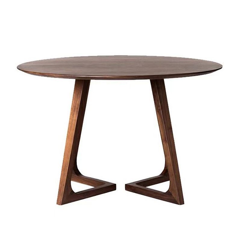 Modernism Single Wood Sled Legs Coffee Table Round Cocktail Table