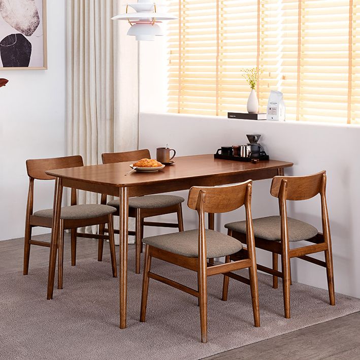 Modern Style Rectangle Dining Room Table Set Solid Wood Top Dinette Set with 4 Legs Table