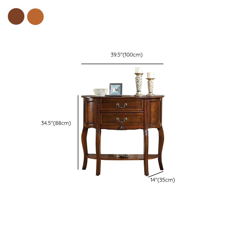 34.65" Tall 2-drawer Console Table Solid Wood Accent Table for Hall
