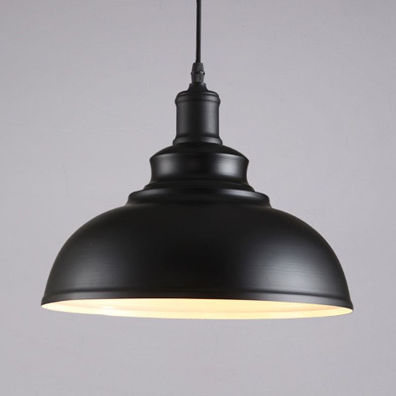 Black Bowl Suspension Light Fixture Industrial Style Metal 1-Bulb Dining Room Hanging Lamp Kit
