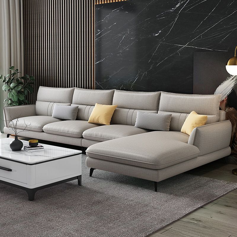 Contemporary Stationary Faux Leather Recessed Arm Sofa Chaise