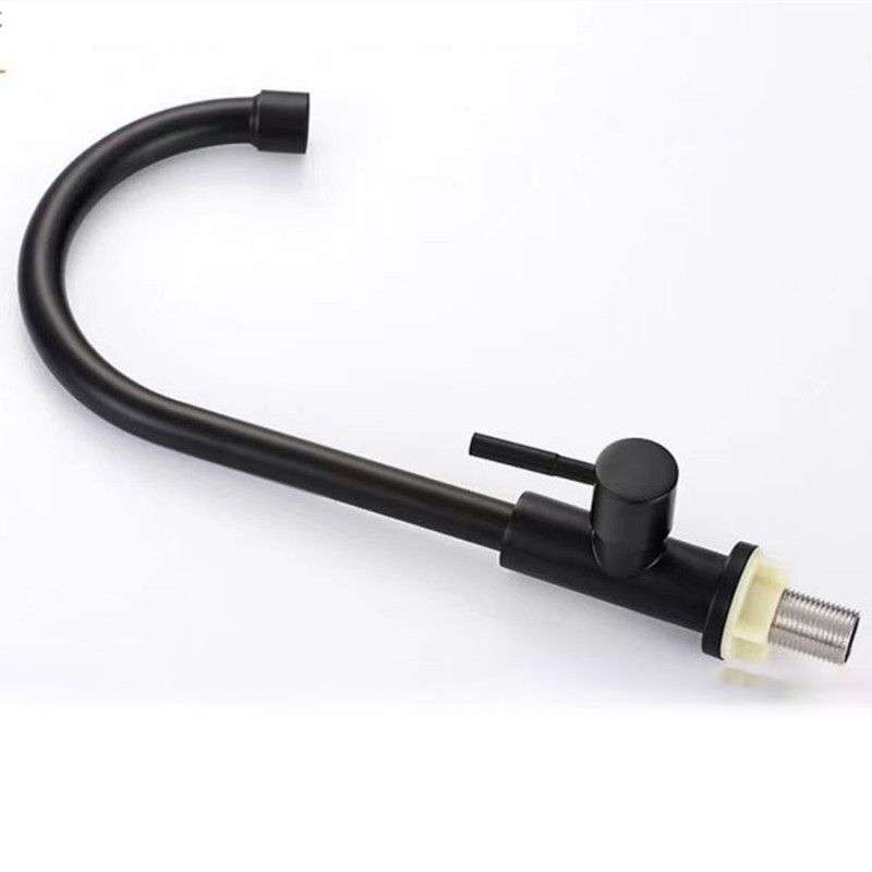 Traditional 1-Handle Faucets Black and Silver Stainless Steel Gooseneck Faucets