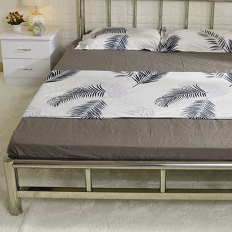 Silver Modern Steel Bed Rectangular Standard Bed with Metal Legs