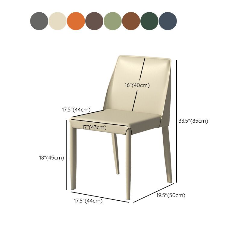 Contemporary Metal Dining Chair Faux Leather Armless Dining Room Chair for Home Use