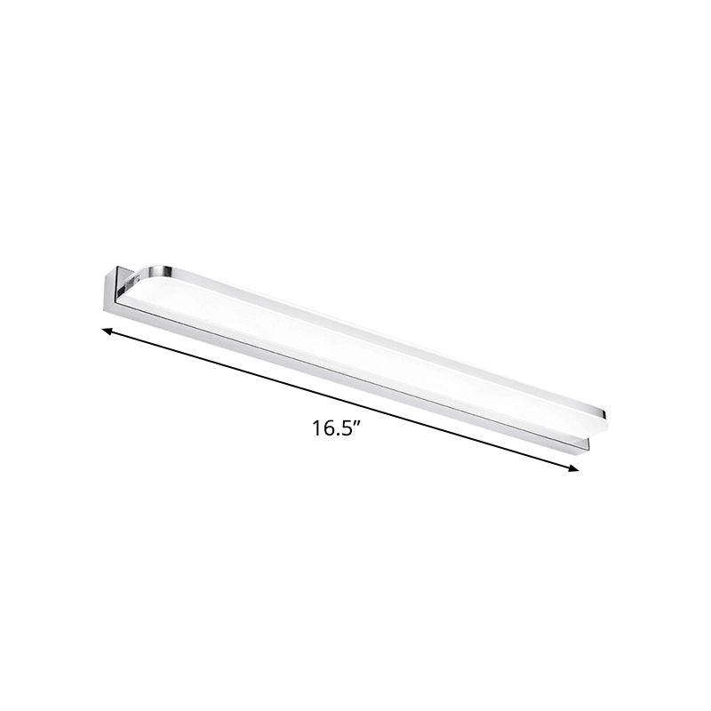 Vanité de paroi rectangulaire Lumière simple en acier inoxydable chromé 16,5 "/20,5" /24.5 "L LED Appiculture avec coin arrondi, lumière chaude / blanche