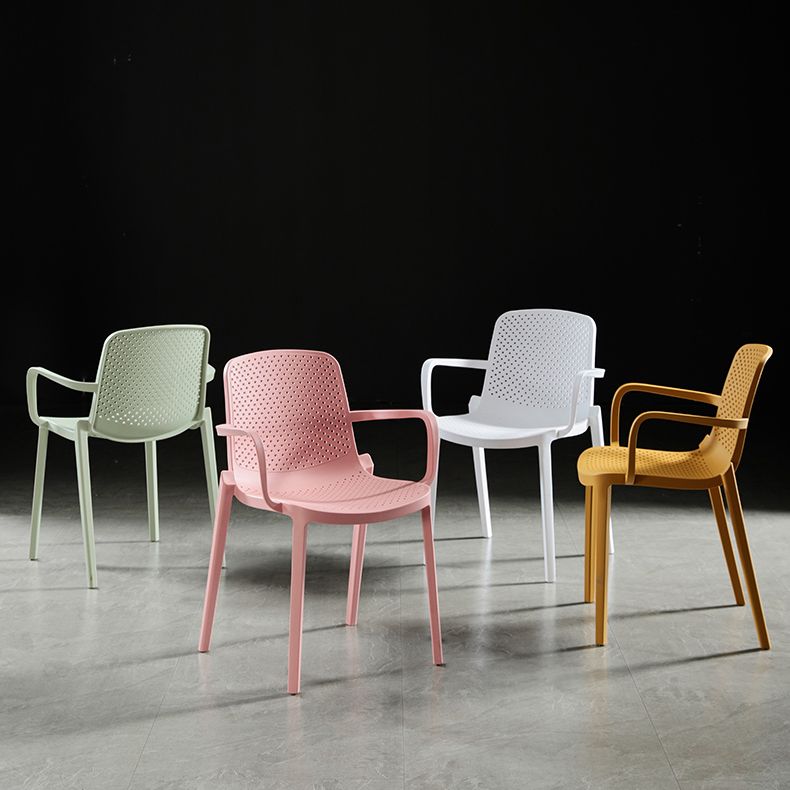 Modern Plastic Contemporary Kitchen Chair Arm Solid Back Dining Room Chair