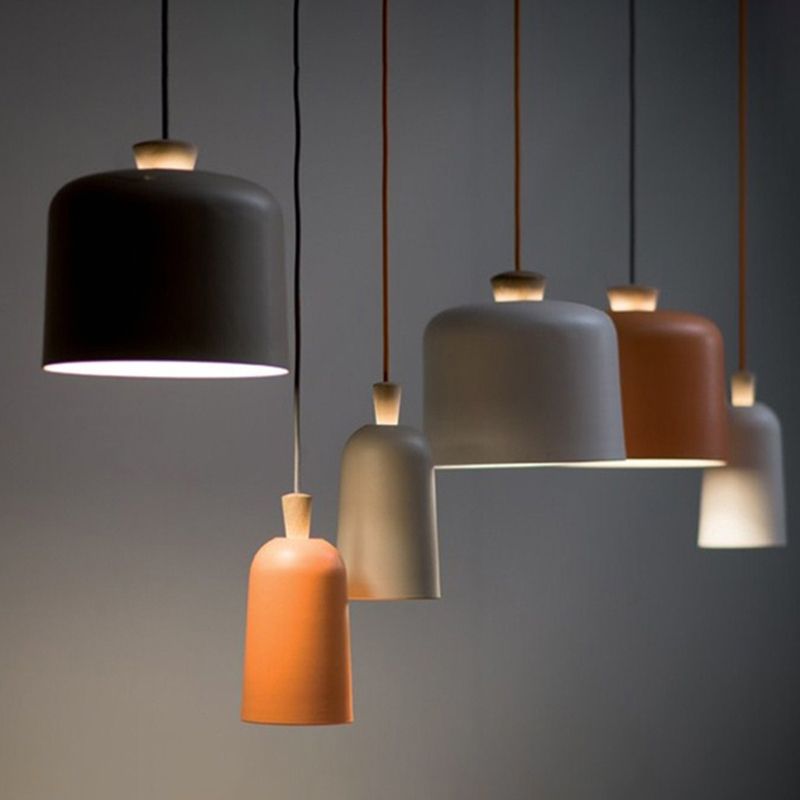 Macaron Cylindrical Suspension Pendant Aluminum 1-Light Dining Room Hanging Light Fixture