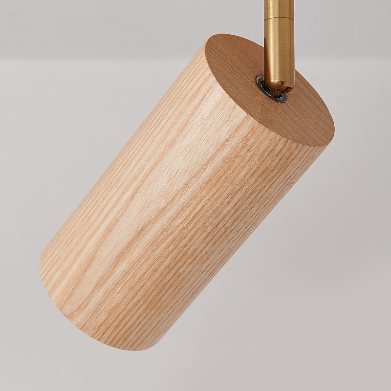 Modernism Ceiling Track Light Wood and Iron Multi - Head Ceiling Semi Flush
