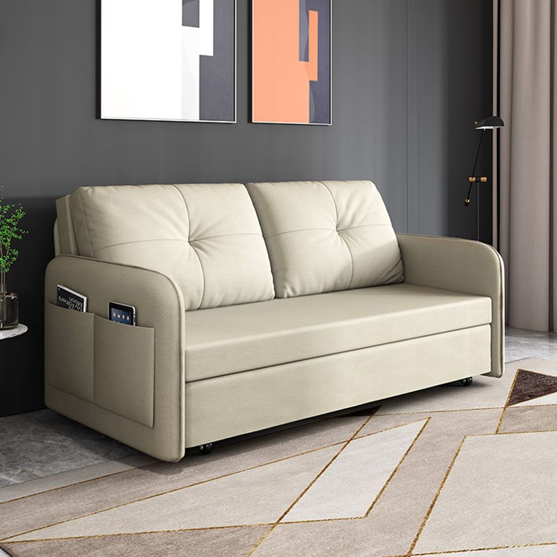 35.4" H Faux Leather Square Arm Tufted Sofa Bed For Living Room