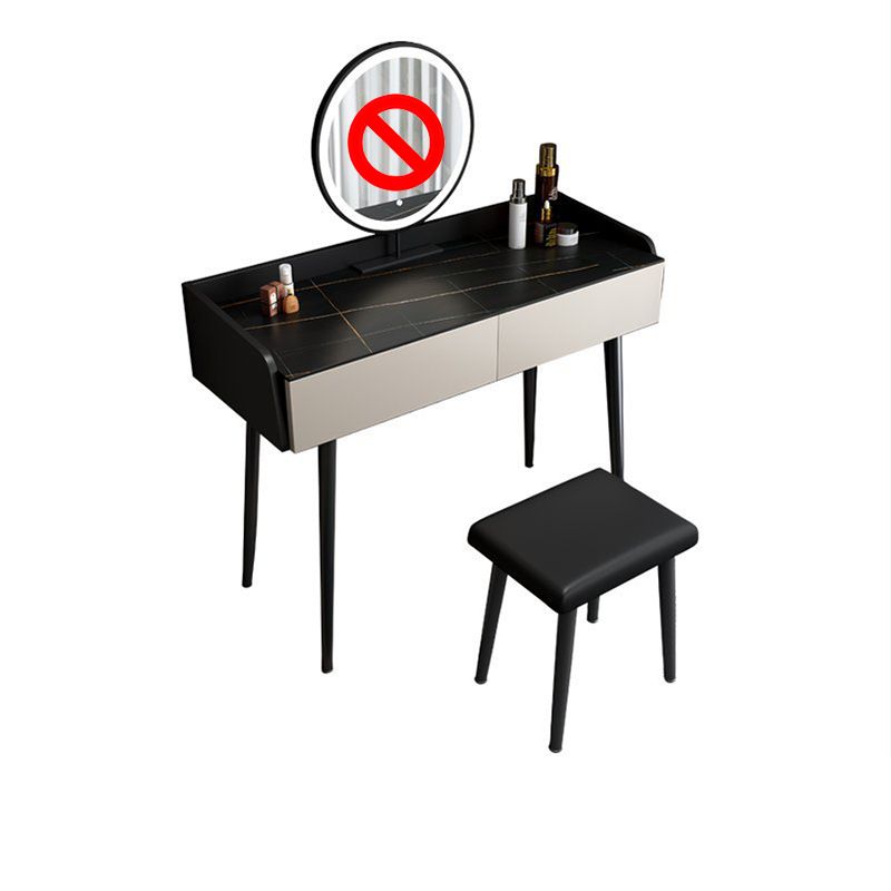Contemporary Stone Makeup Dressing Table 2-Drawer Vanity Table Set