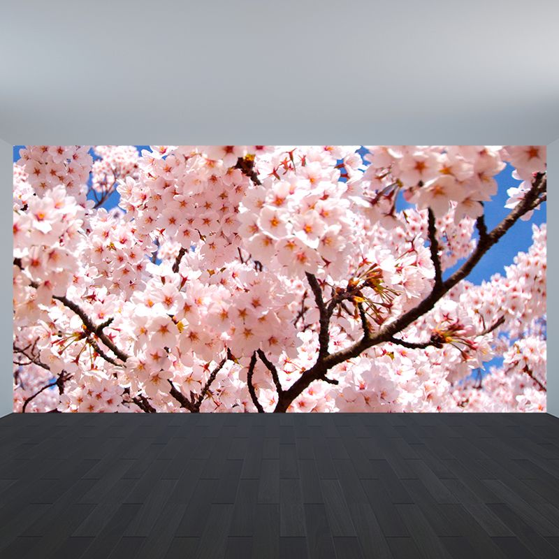 Great Cherry Bud Print Mural Decal Pink Non-Woven Wall Art for Indoor Decor, Custom