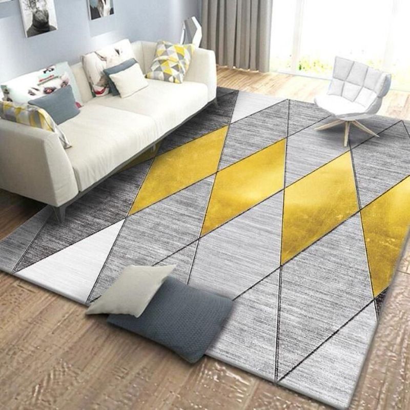Minimalist Geometry Pattern Rug Polyester Area Carpet Non-Slip Backing Indoor Rug for Living Room