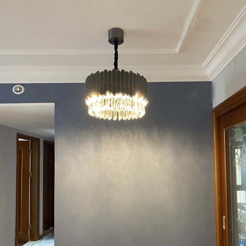 Contemporary Style Geometry Shape Chandelier Lights 9 Light Crystal Hanging Lights