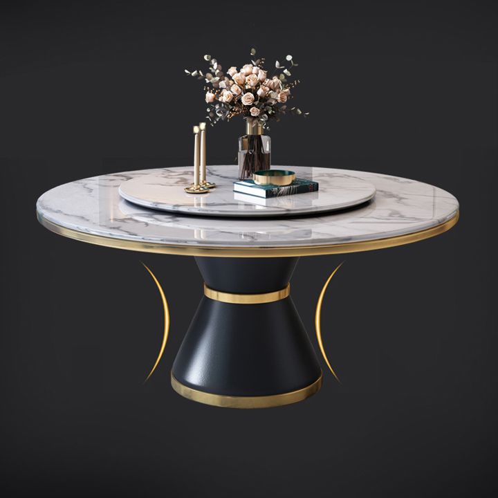 Round Kitchen Galm Sintered Stone Dining Table of Traditional Height for Dining Room Sets