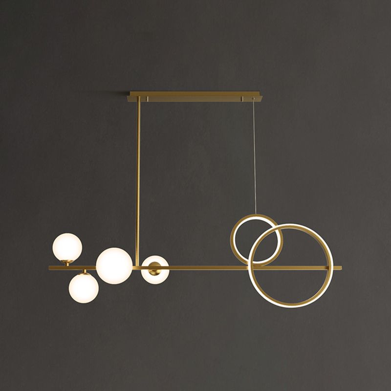 Modern LED Island Lighting Linear Glass Chandelier Light Fixture for Dining Room