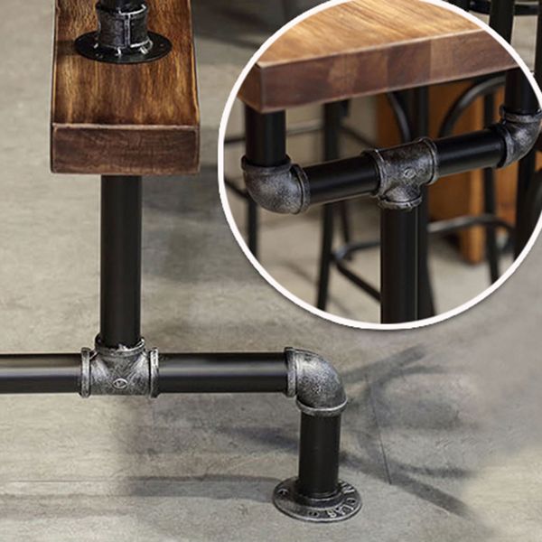 Industrial Style Wood Bar Height Table with Rectangle Table Top Trestle Table - 42" H