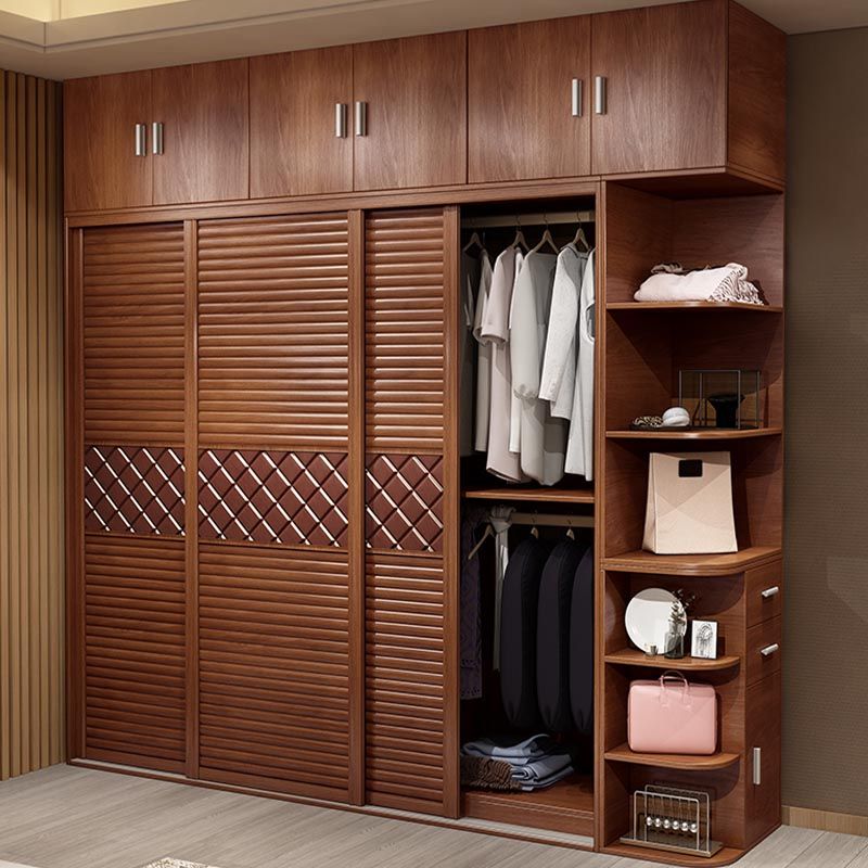 Bedroom Wardrobe Storage Cabinet Artificial Wood Modern - Armoire with Shelves