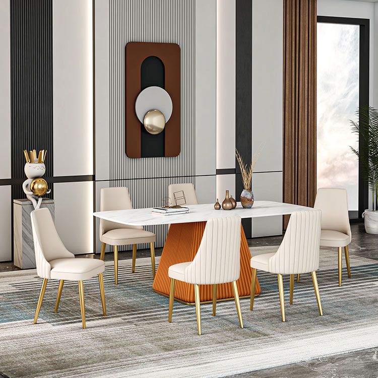 Mesa de comedor de piedra sinterizada Mesa de comedor tradicional de lujo con base de pedestal