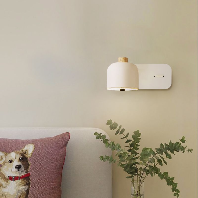 Modern Simple Iron Wall Light Cylinder Shape Rotatable Wall Lamp for Bedroom