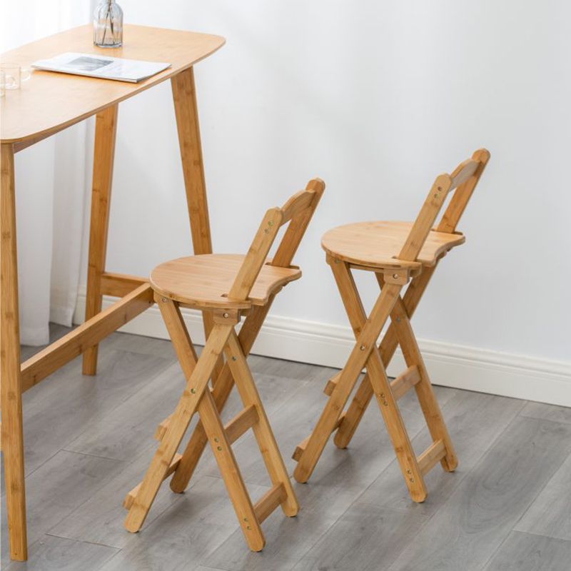 Contemporary Solid Wood Folding Bar Stool Indoor Bar Stool with Wooden Seat