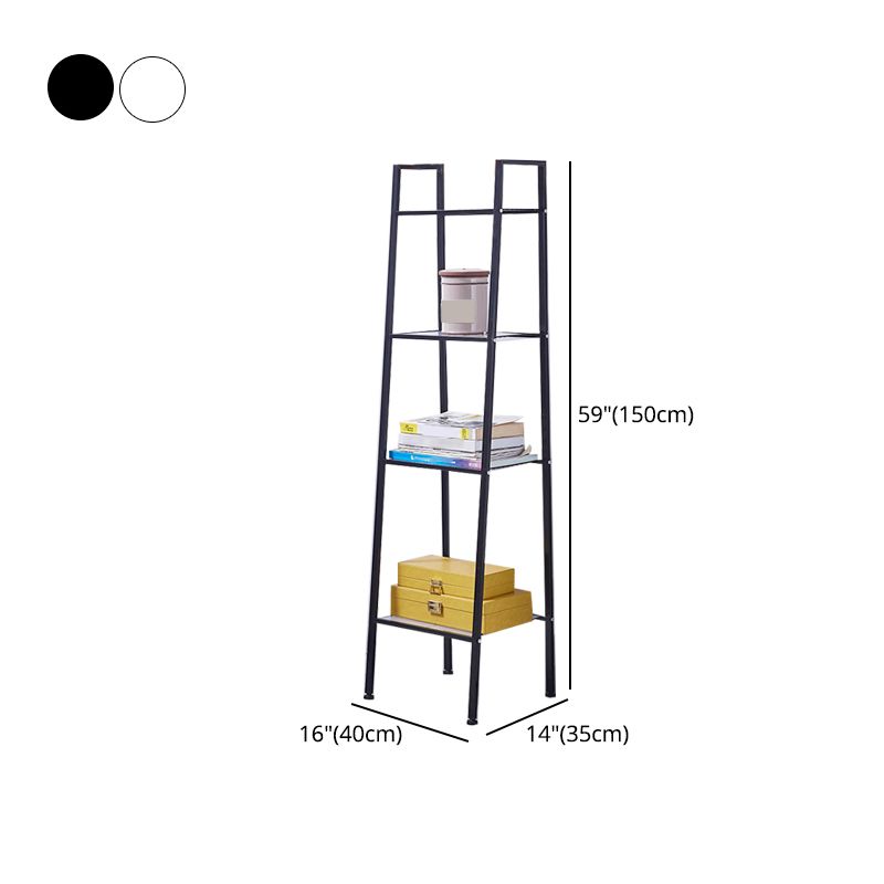 Modern Style Steel Bookshelf Ladder Open Shelf Bookcase for Home