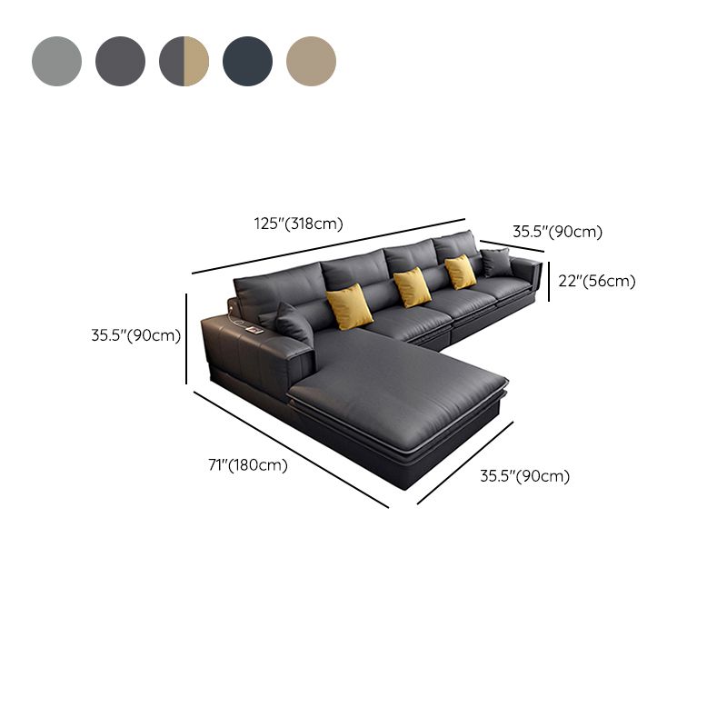 Nordic Stationary Faux Leather Living Room Recessed Arm Cushions Seating