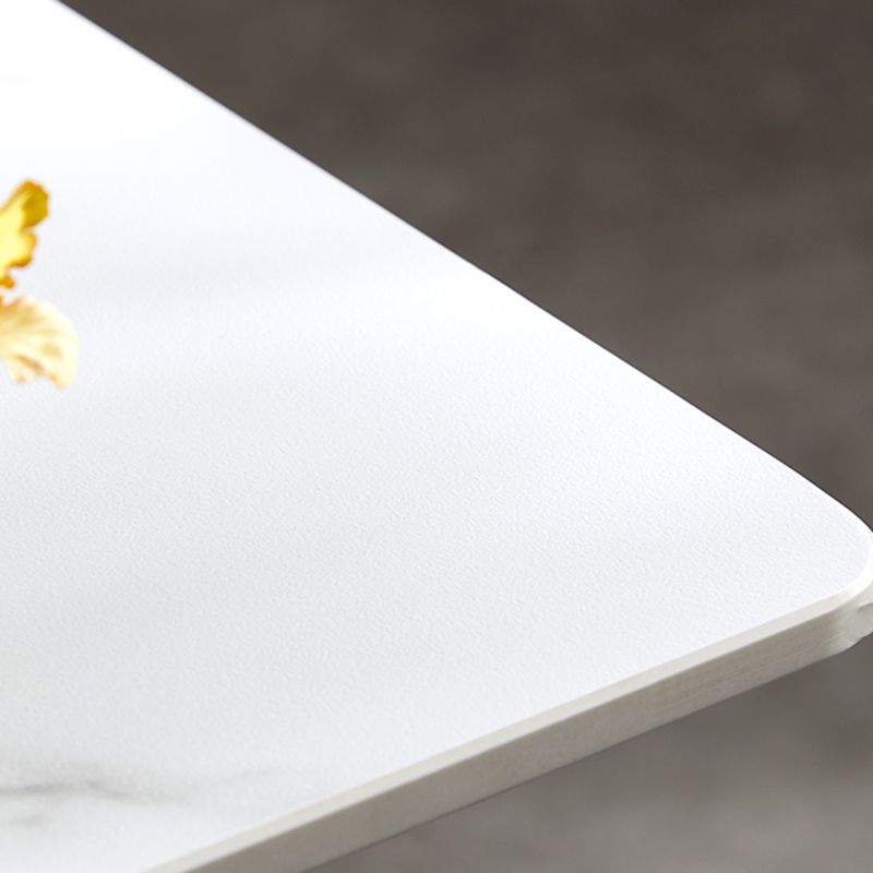 Modern Simple Dining Table Sintered Stone Dinner Table with Metal Legs