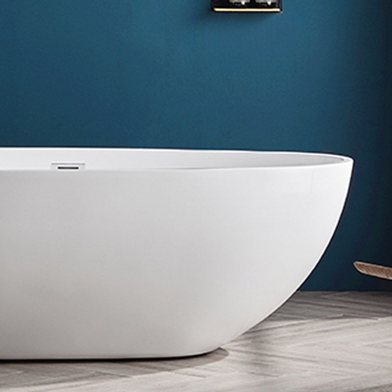 Polished Finish Acrylic Oval Bath Tub Soaking Stand Alone Tub with Drain