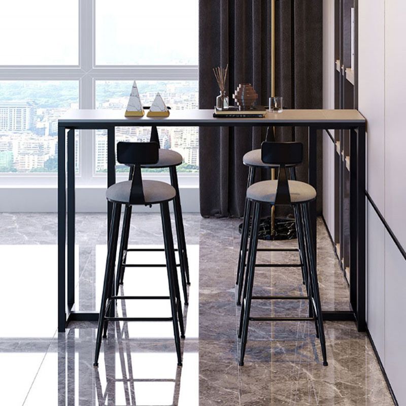 Industrial Rectangle Indoor Bar Dining Table Grey Stone Bistro Table Fixed Table