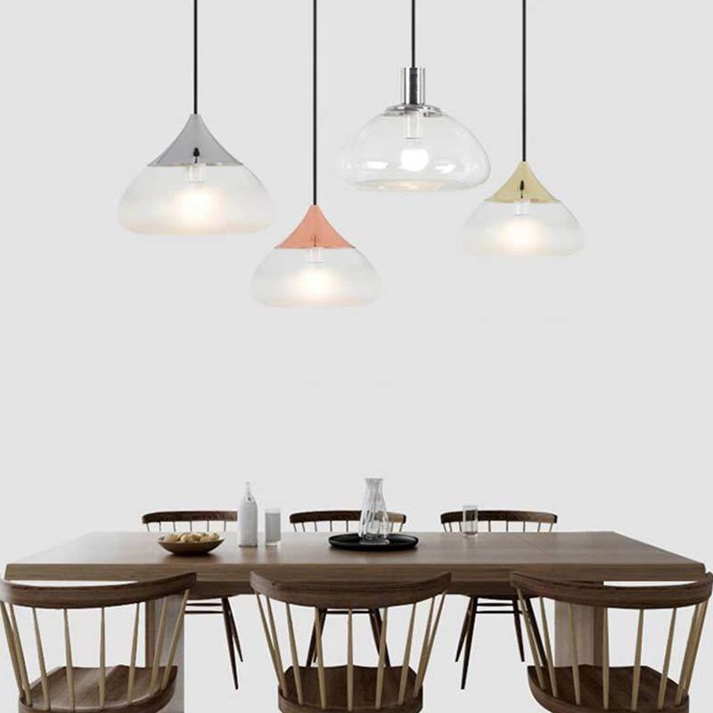 Teardrop Transparent Glass Shade Pendant Lamp Modern Style Mini Lighting Fixture for Kitchen Dining Room